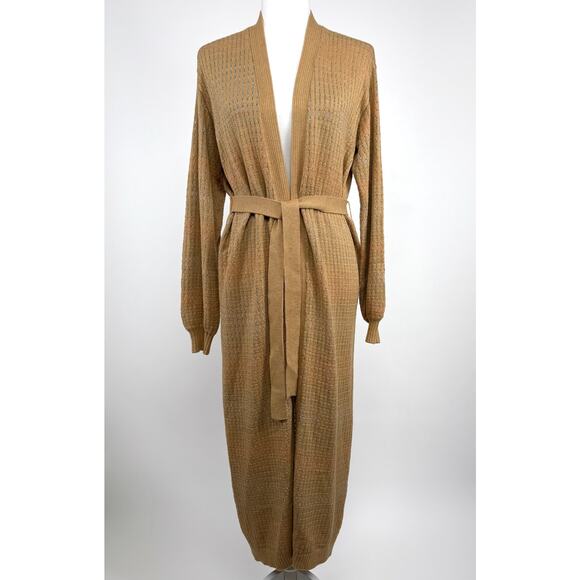 L Space Encinitas Longline Knit Cardigan Size XS Small Tan Beachy Casual Boho - Picture 4 of 15